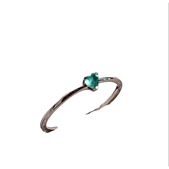 Sterling Silver Delicate Aquamarine Heart Crystal Ring BRAND NEW sz 7 - Picture 2 of 9